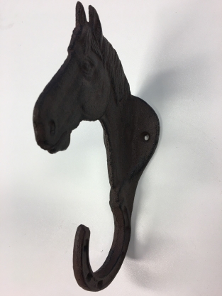 Powder coated 1 coat rack with horse head Essa, cast iron